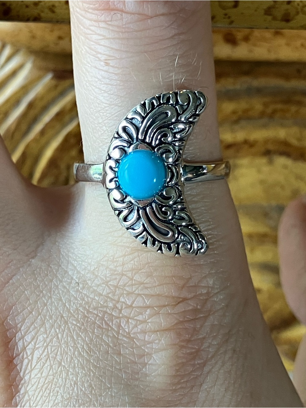 Sleeping Beauty Turquoise Sterling Silver Ring Size 11